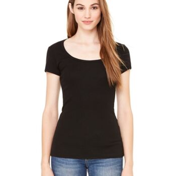 Women's Sheer Mini Rib Scoopneck Tee Thumbnail
