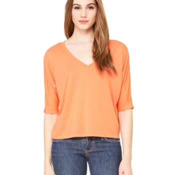 Women's Flowy Boxy Half-Sleeve V-Neck Tee Thumbnail
