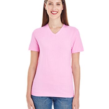 Ladies' Fine Jersey Short-Sleeve V-Neck Thumbnail